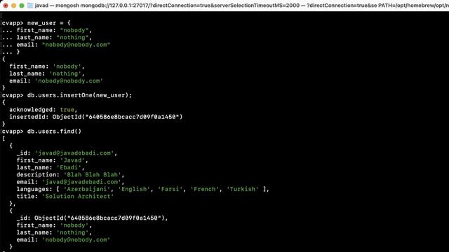 MongoDB insert documents смотреть онлайн