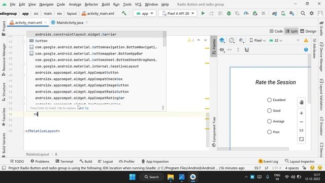 Radio Buttons and radio groups in android studio | Tamil | android app development in Tamil смотреть онлайн