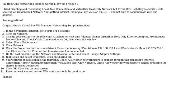 How to reset Host Only Adapter Networking for Oracle VirtualBox VM Manager? смотреть онлайн
