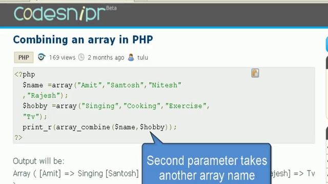 PHP Tutorial : array combine смотреть онлайн