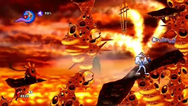 Earthworm Jim (червяк Джим) Sega 1994 год. прохождение 2й уровень. смотреть онлайн