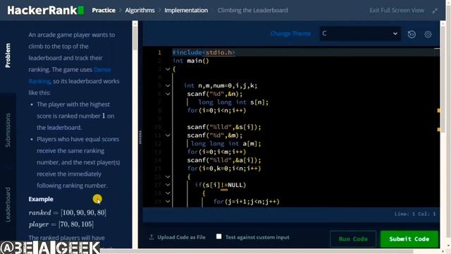 Climbing the leaderboard hackerrank solution in c @BE A GEEK | Hindi | смотреть онлайн