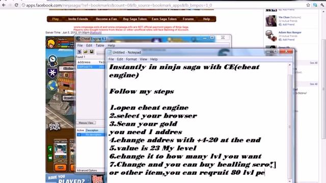 Ninja Saga Level Up Instanly Using Cheat Engine смотреть онлайн