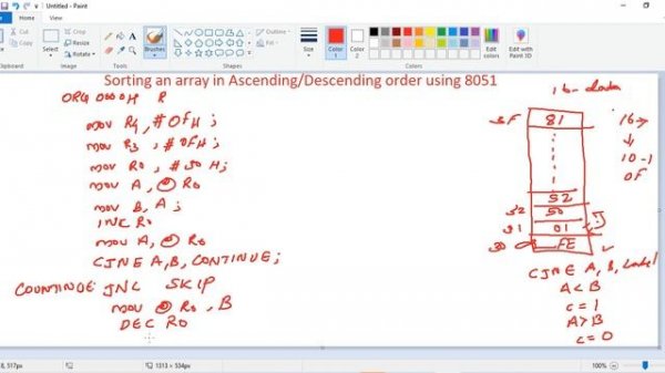 Sorting an Array in ascending/ Descending order using  8051 microcontroller