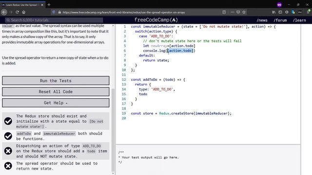 Learn Redux Use the Spread Operator on Arrays-freeCodeCamp(Day-21) смотреть онлайн