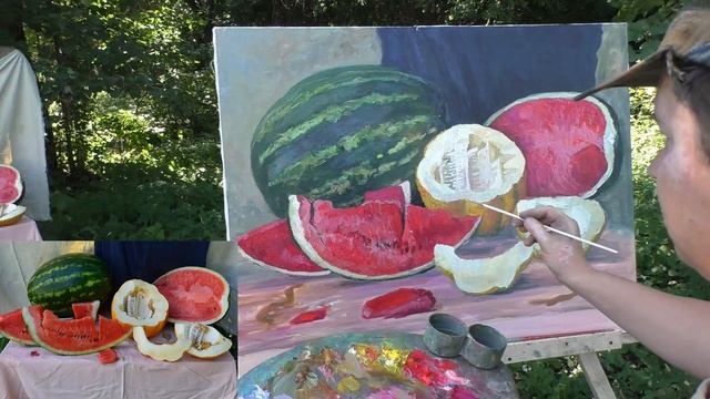 Как нарисовать натюрморт - АРБУЗ И ДЫНЯ ► Художник Ревякин смотреть онлайн