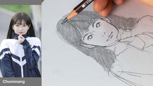 How To Draw A Girl / Full Process Simple Portrait Sketch (real-time)