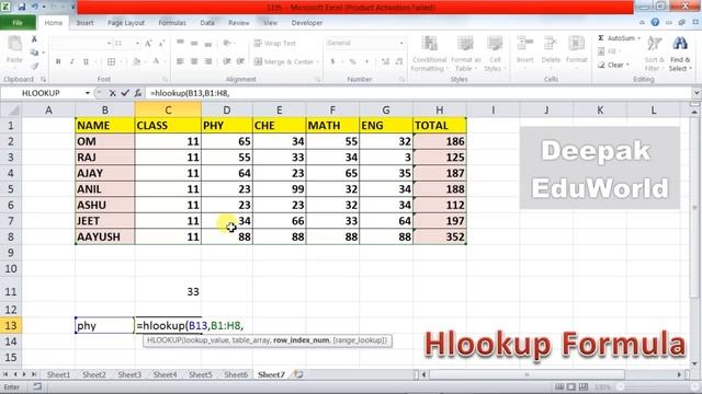 HLOOKUP in excel with example in Hindi смотреть онлайн