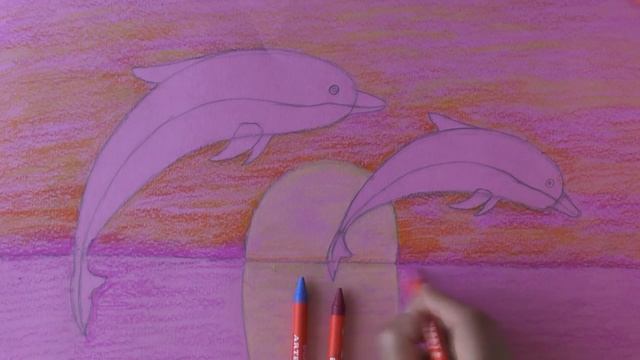Рисуем дельфинов восковыми мелками смотреть онлайн