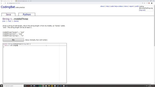 String-1 (middleThree) Java Tutorial || Codingbat.com смотреть онлайн
