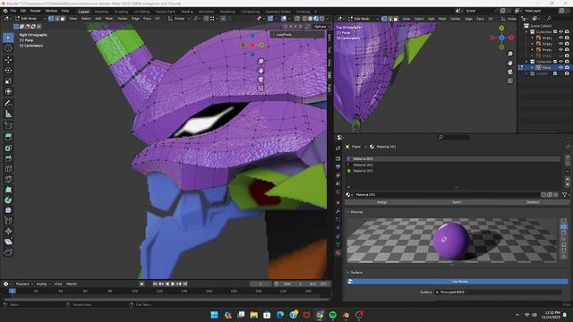 Evangelion Unit 1 modeling time-laps. Blender 3.6 смотреть онлайн