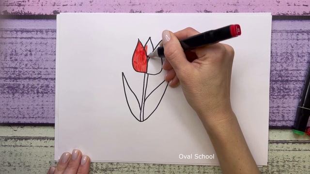 Как нарисовать ТЮЛЬПАН / ЦВЕТОК / FLOWER / 8 марта смотреть онлайн