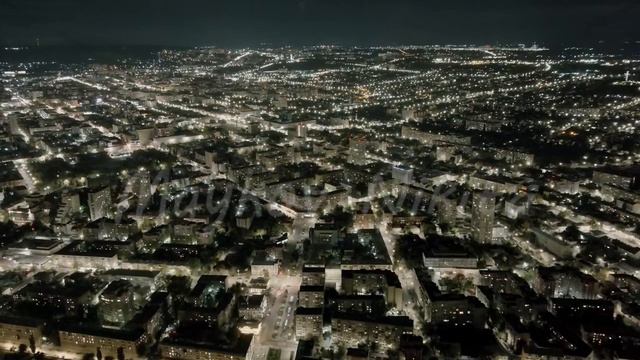 A-Log. Saratov, Russia. Panorama of the night city, Aerial View смотреть онлайн