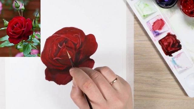 Идеально Для Начинающих! Как Нарисовать Красивую РОЗУ гуашью / акрилом #17 смотреть онлайн