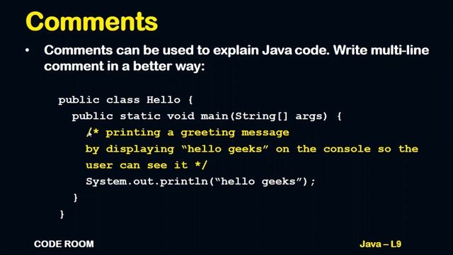 JAVA COMMENTS | COMMENTS IN JAVA | L-9 | JAVA COURSE FOR BEGINNERS 2023 смотреть онлайн