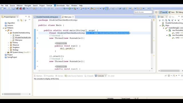 Java паттерны: double-checked-looking (паттерн блокировка с двойной проверкой) смотреть онлайн