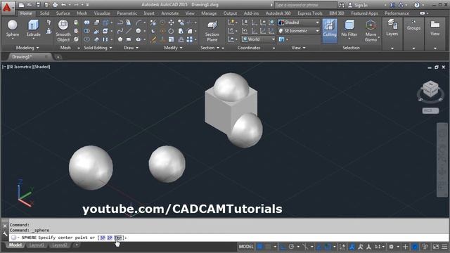 AutoCAD 3D Sphere Command Tutorial Complete | Half Sphere, Diameter, Tan Tan Radius, 3 Points смотреть онлайн
