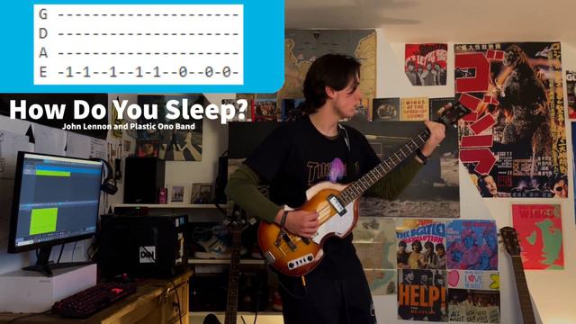 How Do You Sleep? by John Lennon Bass cover + Play along tabs смотреть онлайн
