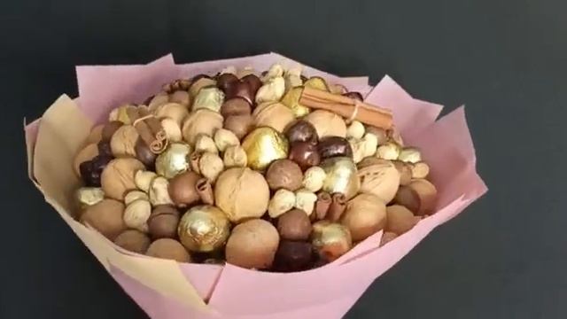 Мастерская съедобных букетов  в Челябинске «Орешек» Букет из орехов и сухофруктов «Артемида»