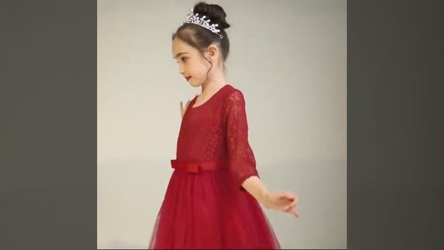 Изысканное осеннее красное детское платье для девочек с рукавом до локтя выступлений подростков смотреть онлайн