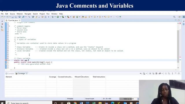 Java Comments and variables. смотреть онлайн