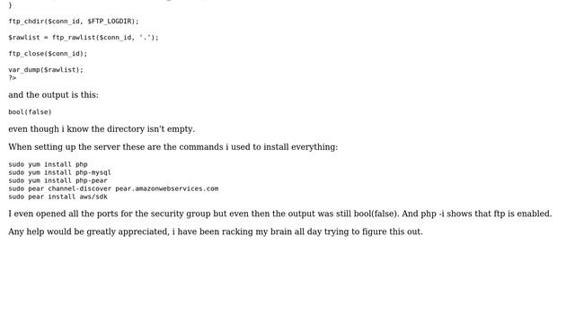 PHP's FTP isn't working on Amazon linux EC2 instance? смотреть онлайн