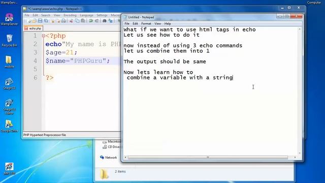 Basic PHP: html tags in echo command смотреть онлайн