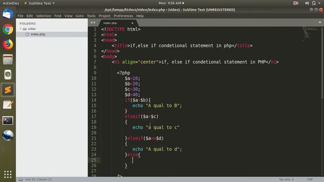 If, Else if Conditional statement in PHP смотреть онлайн