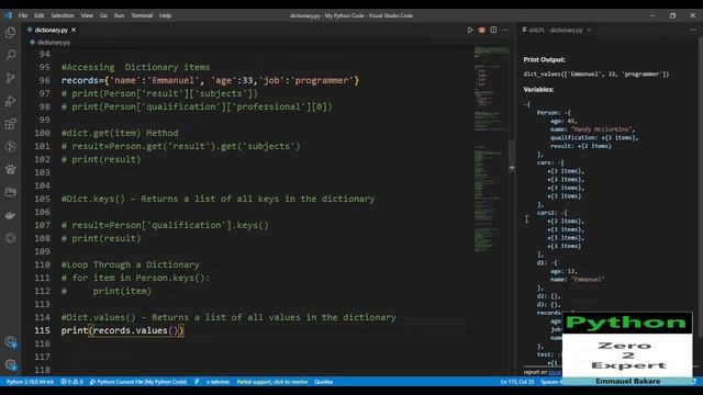 32 Python Dictionary Values Method смотреть онлайн