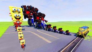 БОЛЬШОЙ И МАЛЕНЬКИЙ ГУБКА БОБ НА МОТОЦИКЛЕ ПРОТИВ ДИКТОРА | BeamNG.drive