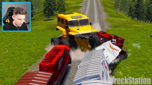 Аварии ОГРОМНЫХ Машин на БОЛЬШИХ Колёсах BeamNG Drive Челлендж! смотреть онлайн