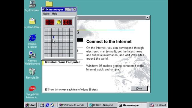Windows 98 Longplay - Microsoft Minesweeper смотреть онлайн