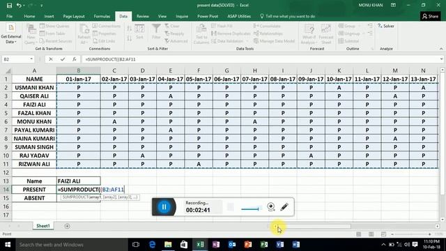 present and absent attendance sheet in excel (hindi) смотреть онлайн