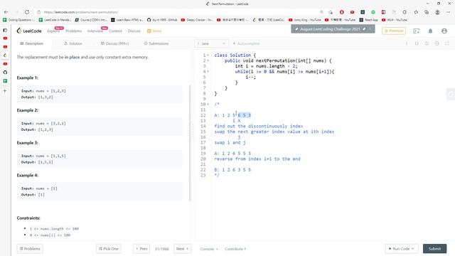 LeetCode 31 | Next Permutation | Reverse, Swap | Java смотреть онлайн