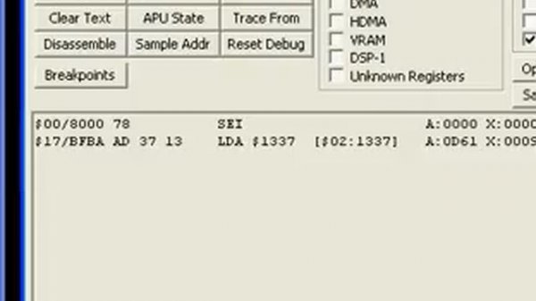 Snes9x Debugger -- video tutorial