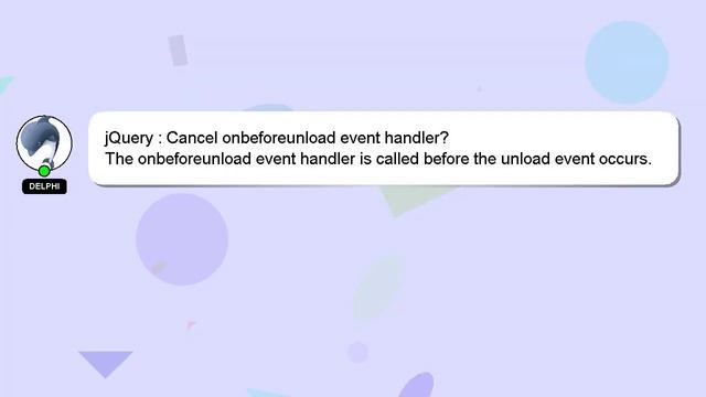 jQuery : Cancel onbeforeunload event handler? смотреть онлайн