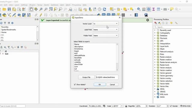 Convert Layer to kml or kmz in QGIS смотреть онлайн