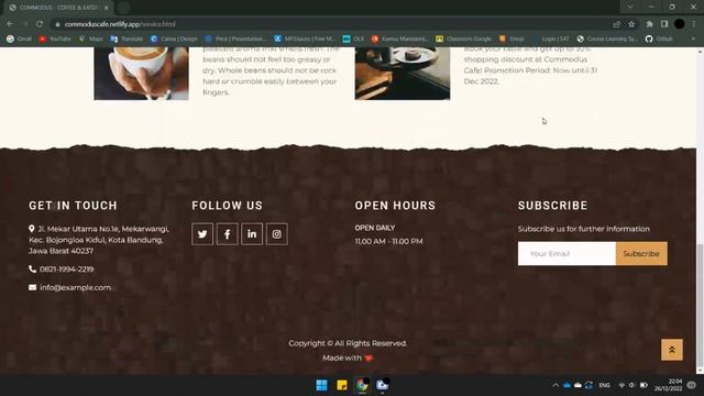 Commodus Cafe - Company Profile Website смотреть онлайн