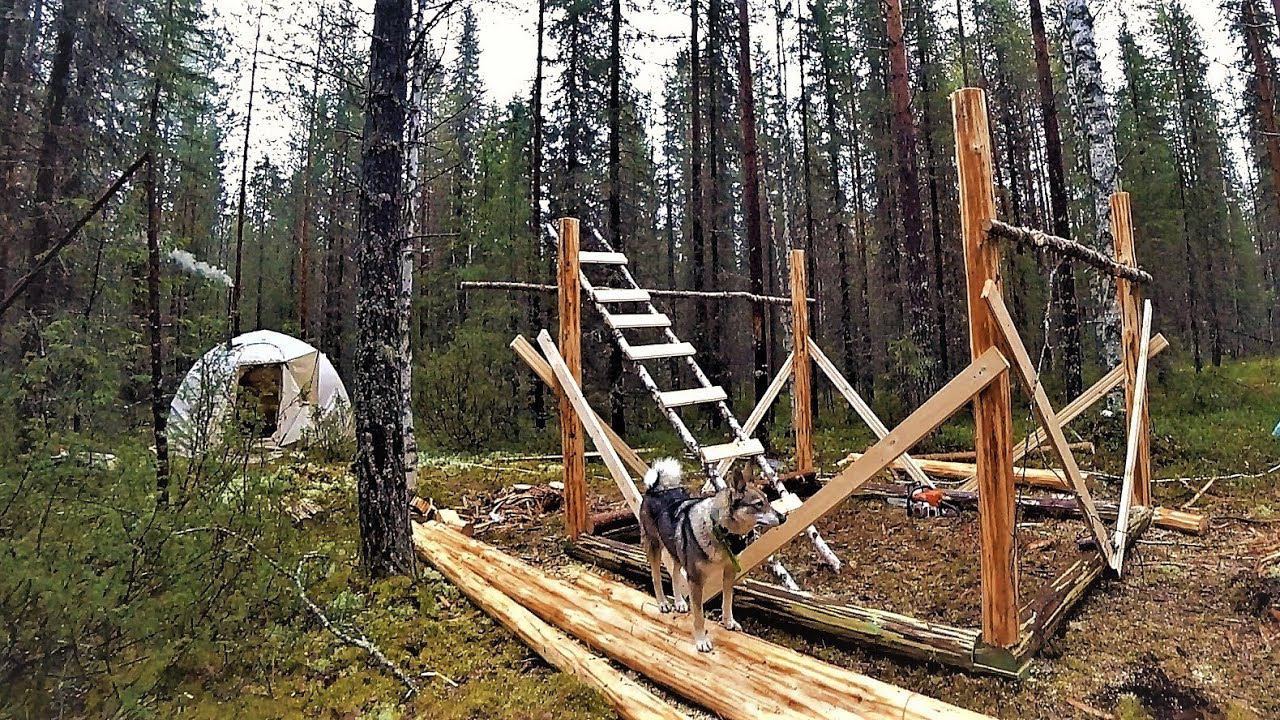 ЗАБРАЛСЯ В ТАЙГУ! ПОГОДА УХУДШАЕТСЯ! ИДЕТ ВТОРАЯ НЕДЕЛЯ! ЗАБОЛЕЛ. СТРОЮ КАРКАС ИЗБЫ. смотреть онлайн