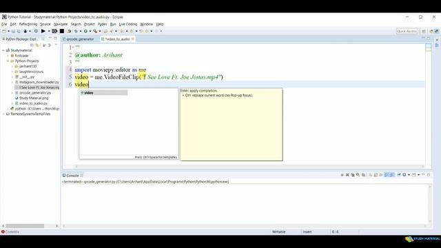 03. How to convert Video to Audio using Python in 2 Lines || By Arihant Jain || Study Material смотреть онлайн