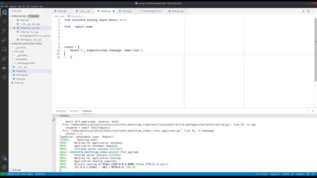 Starlette Webframework - установка, настройка staticfiles, jinja templates, установка bootstrap5 смотреть онлайн
