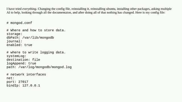 MongoDB error - Failed with result 'core-dump' смотреть онлайн