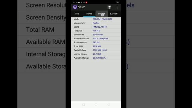 CPU-Z Realme C2 смотреть онлайн