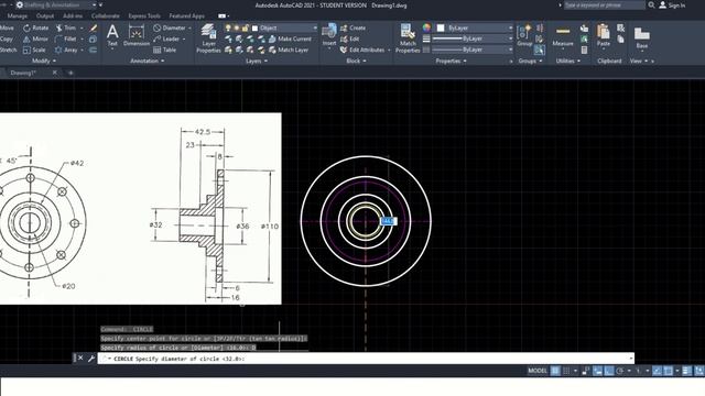 Drawing an object having different layers involved using AutoCAD 2021 student version смотреть онлайн