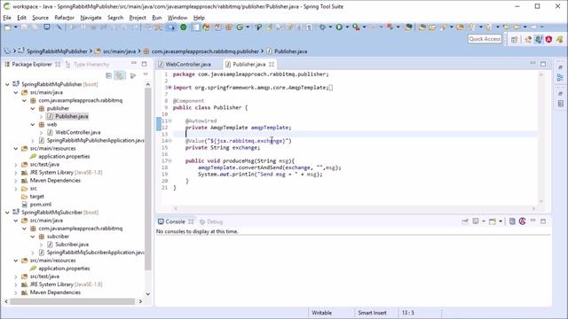 Spring RabbitMq Publish/Subcribe - SpringBoot application смотреть онлайн