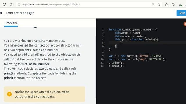 How to create programs inside Contact Manager App using Java Script Language on Solo Learn смотреть онлайн