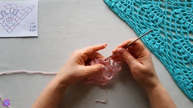 ШАЛЬ ВЯЗАНАЯ КРЮЧКОМ. Красивый узор для шали 