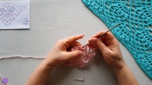 ШАЛЬ ВЯЗАНАЯ КРЮЧКОМ. Красивый узор для шали "Веера". МК