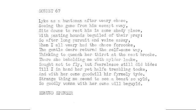 Poetry: Edmund Spenser "Sonnet 67" (Lyke as a Huntsman after Weary Chace) смотреть онлайн