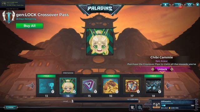 Paladins 4.4 Gen:lock Crossover Event Pass 3 All Items, All Levels, Free and Paid Path смотреть онлайн